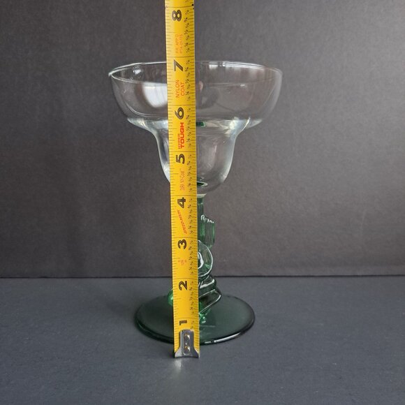 Siesta Margarita Glass 7" Green Cactus Stem Sleeping Man Mexican Style 4.5" Wide - Picture 7 of 12